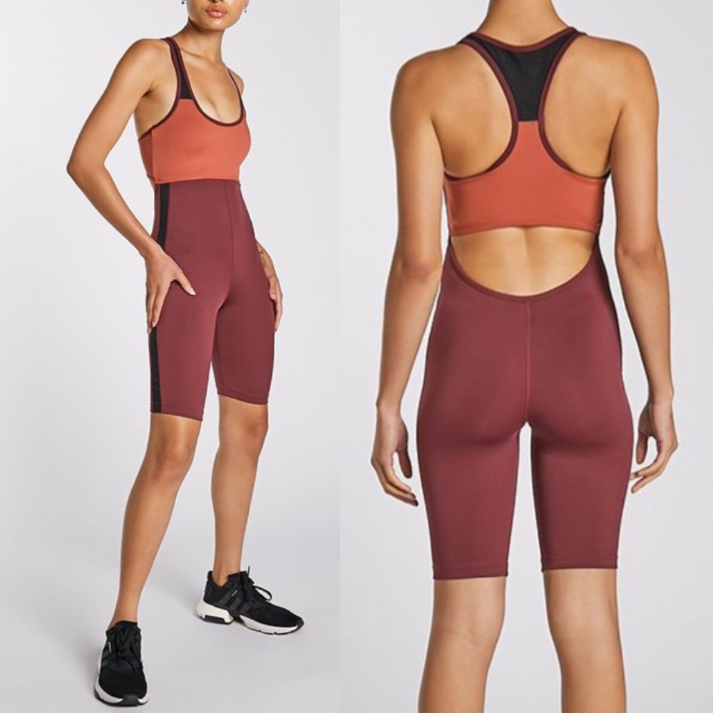 Secndnture biker yoga suit open back colorblock women size XS